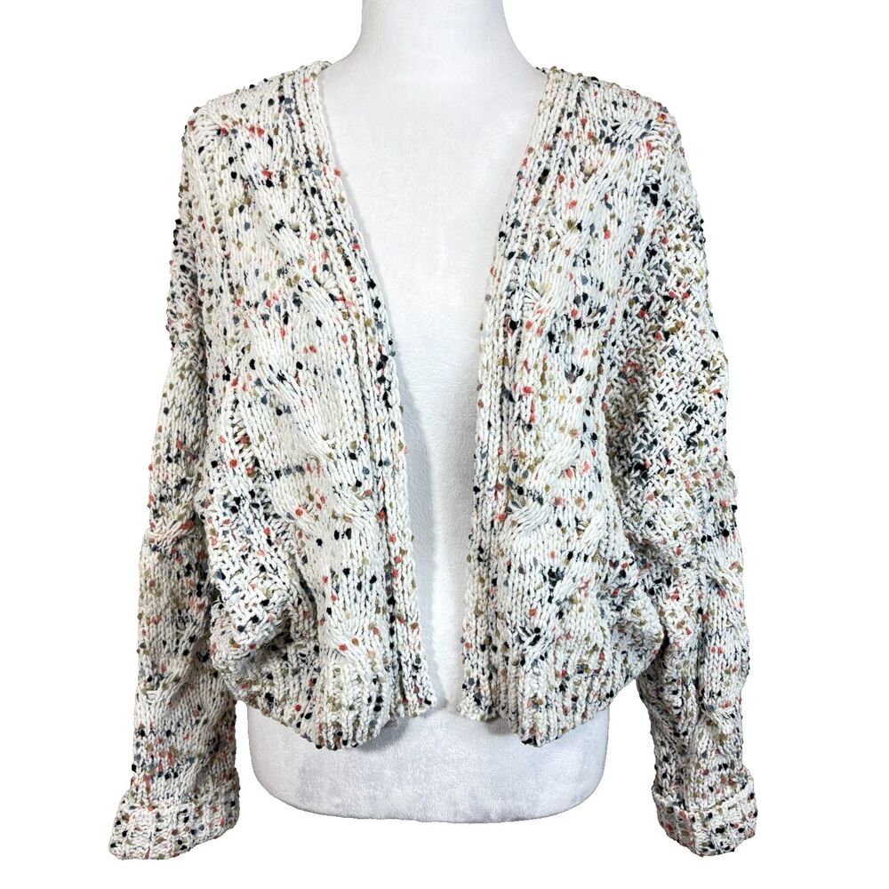 Moon & Madison Anthropologie Cropped‎ Cardigan Cable Knit Chunky Open Size M